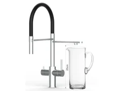 Einhebelmischer<VIZIO 5 Wege Wasserhahn Küchenarmatur Edelstahl Massiv mit 360° Schwenkbarem Auslauf Abnehmbare 2 Strahl Handbrause Gebürstet   Schwarz