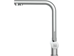 VIZIO 3 Wege Wasserhahn Küchenarmatur Edelstahl Massiv mit 360° Schwenkbarem L Auslauf Gebürstet< Einhebelmischer