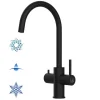 Zubehör Für Küchenarmatur|Einhebelmischer<VIZIO 5 Wege Wasserhahn Küchenarmatur Edelstahl Massiv mit 360° Schwenkbarem U Auslauf PVD Schwarz Matt