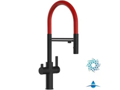 Best VIZIO 4 Wege Wasserhahn Küchenarmatur FC mit 360° Schwenkbarem Auslauf Abnehmbare 2 Strahl Handbrause Schwarz Matt   Rot