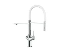 Einhebelmischer<VIZIO 4 Wege Wasserhahn Küchenarmatur BOD mit 360° Schwenkbarem Auslauf Abnehmbare 2 Strahl Handbrause Verchromt   Weiß