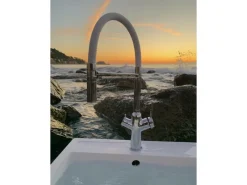 Einhebelmischer<VIZIO 4 Wege Wasserhahn Küchenarmatur BOD mit 360° Schwenkbarem Auslauf Abnehmbare 2 Strahl Handbrause Verchromt   Weiß