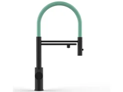 Sale VIZIO 5 Wege Wasserhahn Küchenarmatur Edelstahl Massiv mit 360° Schwenkbarem Auslauf Abnehmbare 2 Strahl Handbrause PVD Schwarz Matt Türkis