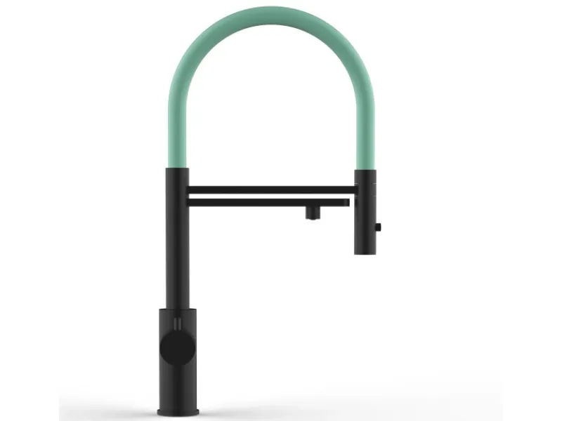 Sale VIZIO 5 Wege Wasserhahn Küchenarmatur Edelstahl Massiv mit 360° Schwenkbarem Auslauf Abnehmbare 2 Strahl Handbrause PVD Schwarz Matt Türkis