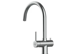 VIZIO 3 Wege Wasserhahn Küchenarmatur Edelstahl Massiv mit 360° Schwenkbarem U Auslauf Hochglanz Poliert< Einhebelmischer