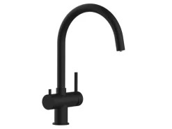 VIZIO 3 Wege Wasserhahn Küchenarmatur Edelstahl Massiv mit 360° Schwenkbarem U Auslauf PVD Schwarz Matt< Einhebelmischer