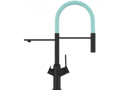 Sale VIZIO 3 Wege Wasserhahn Küchenarmatur BOD mit 360° Schwenkbarem Auslauf Abnehmbare 2 Strahl Handbrause Schwarz Matt Türkis