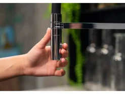 Best VIZIO 3 Wege Wasserhahn Küchenarmatur BOD mit 360° Schwenkbarem Auslauf Abnehmbare 2 Strahl Handbrause Verchromt Schwarz