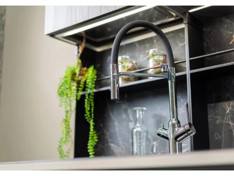Best VIZIO 3 Wege Wasserhahn Küchenarmatur BOD mit 360° Schwenkbarem Auslauf Abnehmbare 2 Strahl Handbrause Verchromt Schwarz