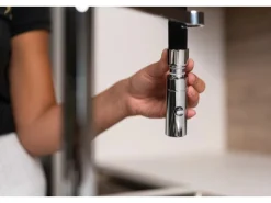 Best VIZIO 3 Wege Wasserhahn Küchenarmatur BOD mit 360° Schwenkbarem Auslauf Abnehmbare 2 Strahl Handbrause Verchromt Schwarz