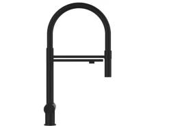 Einhebelmischer<VIZIO 3 Wege Wasserhahn Küchenarmatur Edelstahl Massiv mit 360° Schwenkbarem Auslauf und Abnehmbare 2 Strahl Handbrause PVD Schwarz Matt
