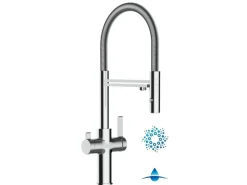 VIZIO 4 Wege Wasserhahn Küchenarmatur FC mit 360° Schwenkbarem Auslauf Abnehmbare 2 Strahl Handbrause Verchromt< Einhebelmischer
