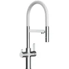 VIZIO 4 Wege Wasserhahn Küchenarmatur FC mit 360° Schwenkbarem Auslauf Abnehmbare 2 Strahl Handbrause Verchromt   Weiß< Einhebelmischer