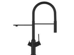 Best VIZIO 3 Wege Wasserhahn Küchenarmatur BOD mit 360° Schwenkbarem Auslauf Abnehmbare 2 Strahl Handbrause Schwarz Matt Schwarz