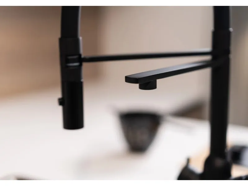 Best VIZIO 3 Wege Wasserhahn Küchenarmatur BOD mit 360° Schwenkbarem Auslauf Abnehmbare 2 Strahl Handbrause Schwarz Matt Schwarz