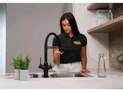 Best VIZIO 3 Wege Wasserhahn Küchenarmatur BOD mit 360° Schwenkbarem Auslauf Abnehmbare 2 Strahl Handbrause Schwarz Matt Schwarz