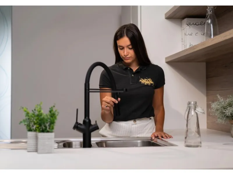 Best VIZIO 3 Wege Wasserhahn Küchenarmatur BOD mit 360° Schwenkbarem Auslauf Abnehmbare 2 Strahl Handbrause Schwarz Matt Schwarz