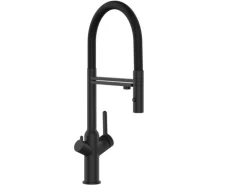 Best VIZIO 3 Wege Wasserhahn Küchenarmatur BOD mit 360° Schwenkbarem Auslauf Abnehmbare 2 Strahl Handbrause Schwarz Matt Schwarz