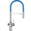 Einhebelmischer<VIZIO 4 Wege Wasserhahn Küchenarmatur BOD mit 360° Schwenkbarem Auslauf Abnehmbare 2 Strahl Handbrause Verchromt   Blau