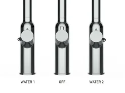 Einhebelmischer<VIZIO 4 Wege Wasserhahn Küchenarmatur BOD mit 360° Schwenkbarem Auslauf Abnehmbare 2 Strahl Handbrause Verchromt Blau