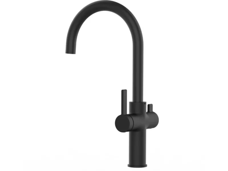 Outlet VIZIO 4 Wege Wasserhahn Küchenarmatur FC mit 360° Schwenkbarem U Auslauf Schwarz Matt
