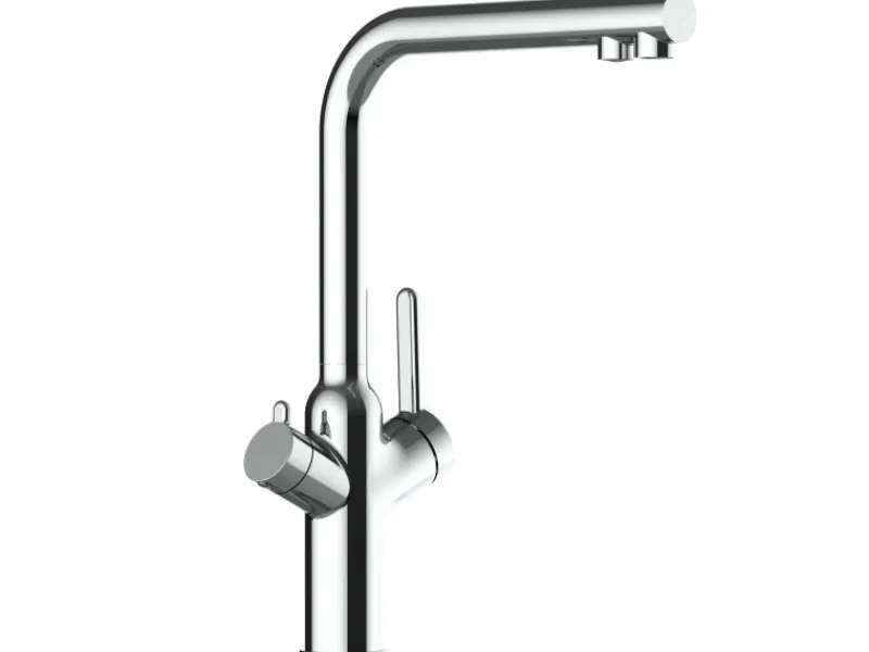 VIZIO 3 Wege Wasserhahn Küchenarmatur BOD mit 360° Schwenkbarem L Auslauf Verchromt< Einhebelmischer