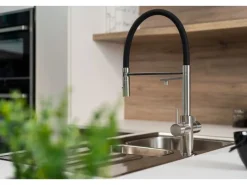 Clearance VIZIO 5 Wege Wasserhahn Küchenarmatur Edelstahl Massiv mit 360° Schwenkbarem Auslauf Abnehmbare 2 Strahl Handbrause Gebürstet Orange