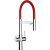 Online VIZIO 4 Wege Wasserhahn Küchenarmatur FC mit 360° Schwenkbarem Auslauf Abnehmbare 2 Strahl Handbrause Verchromt   Rot