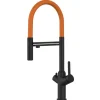 Einhebelmischer<VIZIO 4 Wege Wasserhahn Küchenarmatur BOD mit 360° Schwenkbarem Auslauf Abnehmbare 2 Strahl Handbrause Schwarz Matt   Orange