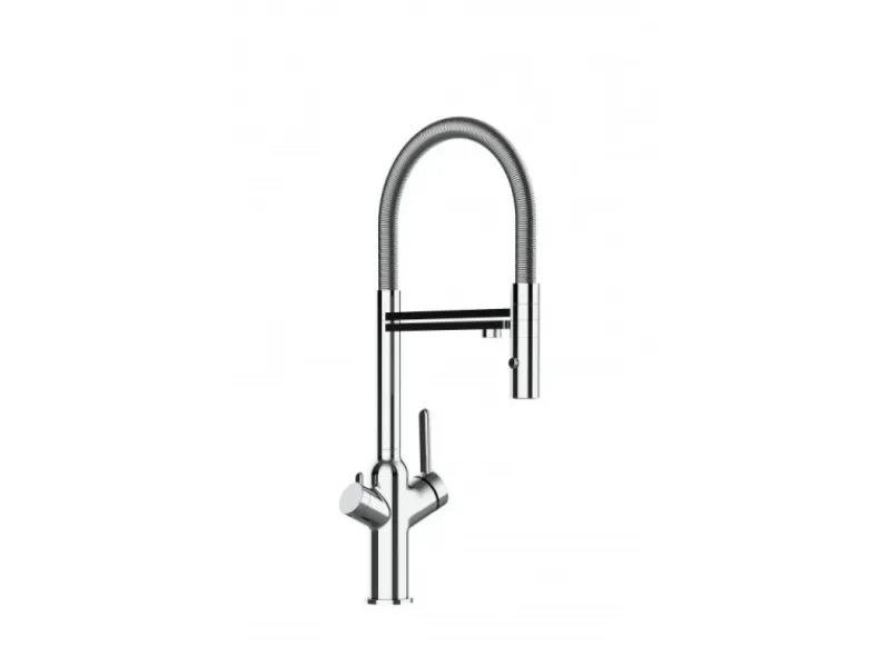 Outlet VIZIO 4 Wege Wasserhahn Küchenarmatur BOD mit 360° Schwenkbarem Auslauf Abnehmbare 2 Strahl Handbrause Verchromt