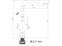 Sale VIZIO 4 Wege Wasserhahn Küchenarmatur BOD mit 360° Schwenkbarem L Auslauf Verchromt