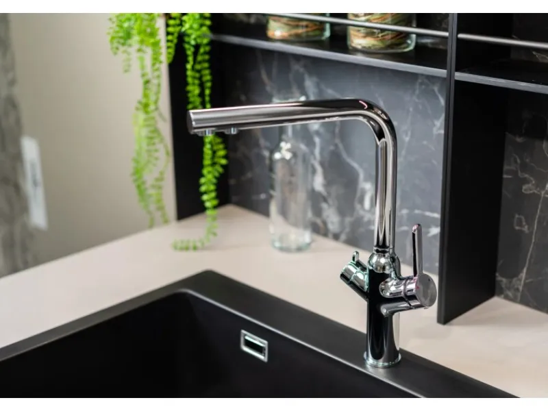 Sale VIZIO 4 Wege Wasserhahn Küchenarmatur BOD mit 360° Schwenkbarem L Auslauf Verchromt