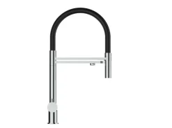 VIZIO 3 Wege Wasserhahn Küchenarmatur Edelstahl Massiv mit 360° Schwenkbarem Auslauf Abnehmbare 2 Strahl Handbrause Hochglanz   Schwarz< Einhebelmischer
