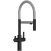 Discount VIZIO 3 Wege Wasserhahn Küchenarmatur FC mit 360° Schwenkbarem Auslauf Abnehmbare 2 Strahl Handbrause Schwarz Matt   Grau