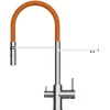 VIZIO 3 Wege Wasserhahn Küchenarmatur FL mit 360° Schwenkbarem Auslauf Abnehmbare 2 Strahl Handbrause Verchromt   Orange