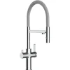 VIZIO 4 Wege Wasserhahn Küchenarmatur FC mit 360° Schwenkbarem Auslauf Abnehmbare 2 Strahl Handbrause Verchromt   Grau