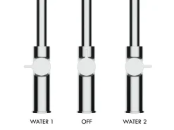 VIZIO 4 Wege Wasserhahn Küchenarmatur FC mit 360° Schwenkbarem Auslauf Abnehmbare 2 Strahl Handbrause Verchromt Grau