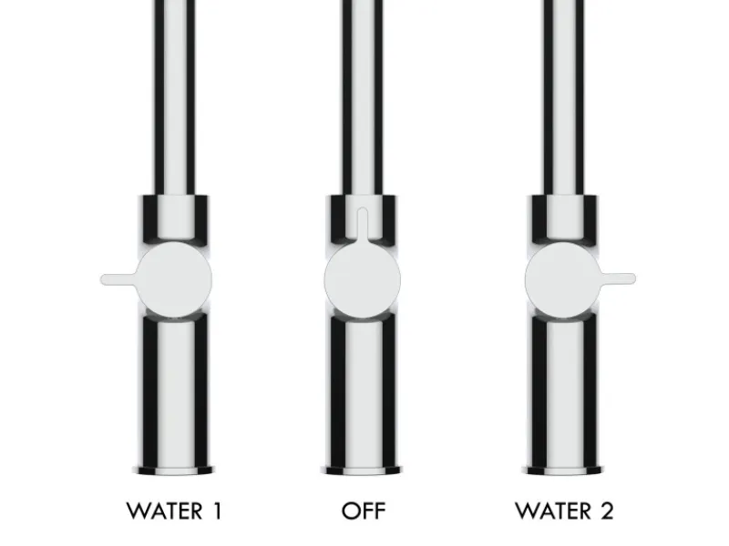 VIZIO 4 Wege Wasserhahn Küchenarmatur FC mit 360° Schwenkbarem Auslauf Abnehmbare 2 Strahl Handbrause Verchromt Grau