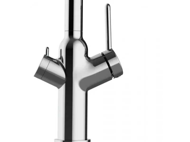 VIZIO 3 Wege Wasserhahn Küchenarmatur BOD mit 360° Schwenkbarem Auslauf Abnehmbare 2 Strahl Handbrause Verchromt Orange< Einhebelmischer