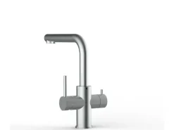 VIZIO Kurzversion 5 Wege Wasserhahn Küchenarmatur Edelstahl Massiv mit 360° Schwenkbarem L Auslauf Gebürstet< Einhebelmischer
