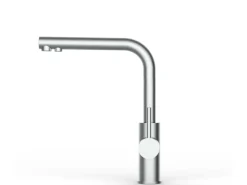 VIZIO Kurzversion 5 Wege Wasserhahn Küchenarmatur Edelstahl Massiv mit 360° Schwenkbarem L Auslauf Gebürstet< Einhebelmischer