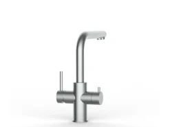 VIZIO Kurzversion 5 Wege Wasserhahn Küchenarmatur Edelstahl Massiv mit 360° Schwenkbarem L Auslauf Gebürstet< Einhebelmischer