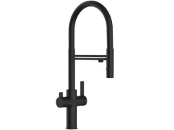 Sale VIZIO NIEDERDRUCK 3 Wege Wasserhahn Küchenarmatur FC mit 360° Schwenkbarem Auslauf Abnehmbare 2 Strahl Handbrause Schwarz Matt   Schwarz