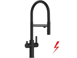 Sale VIZIO NIEDERDRUCK 3 Wege Wasserhahn Küchenarmatur FC mit 360° Schwenkbarem Auslauf Abnehmbare 2 Strahl Handbrause Schwarz Matt   Schwarz