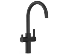VIZIO NIEDERDRUCK 3 Wege Wasserhahn Küchenarmatur FC mit 360° Schwenkbarem U Auslauf Schwarz Matt< Einhebelmischer