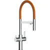 Hot VIZIO NIEDERDRUCK 3 Wege Wasserhahn Küchenarmatur FC mit 360° Schwenkbarem Auslauf Abnehmbare 2 Strahl Handbrause Verchromt   Orange