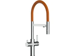 Hot VIZIO NIEDERDRUCK 3 Wege Wasserhahn Küchenarmatur FC mit 360° Schwenkbarem Auslauf Abnehmbare 2 Strahl Handbrause Verchromt   Orange