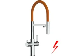 Hot VIZIO NIEDERDRUCK 3 Wege Wasserhahn Küchenarmatur FC mit 360° Schwenkbarem Auslauf Abnehmbare 2 Strahl Handbrause Verchromt Orange