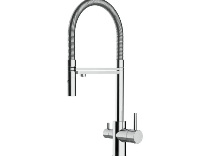 Clearance VIZIO NIEDERDRUCK 3 Wege Wasserhahn Küchenarmatur FL mit 360° Schwenkbarem Auslauf Abnehmbare 2 Strahl Handbrause Verchromt