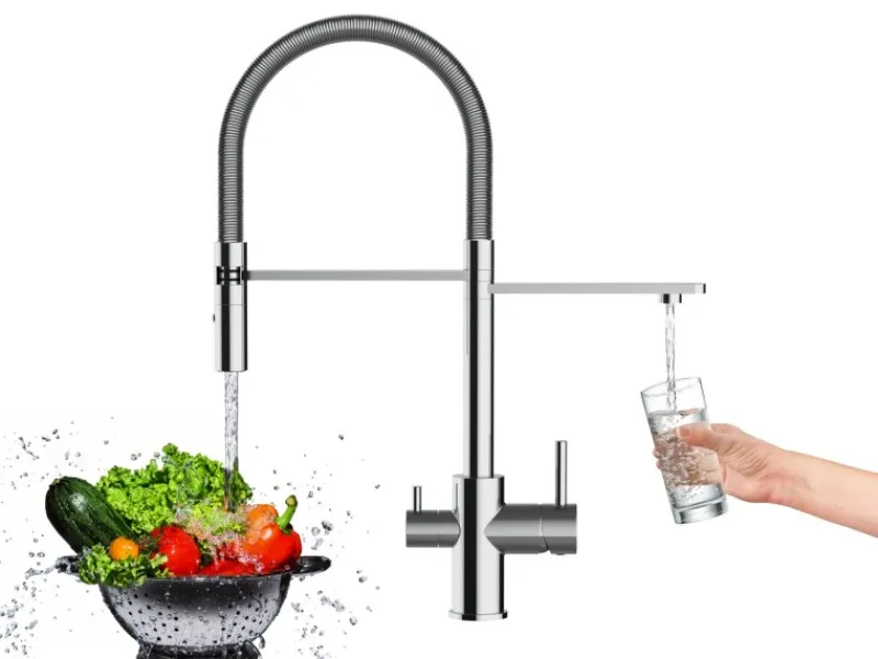 Clearance VIZIO NIEDERDRUCK 3 Wege Wasserhahn Küchenarmatur FL mit 360° Schwenkbarem Auslauf Abnehmbare 2 Strahl Handbrause Verchromt